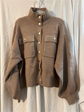 Olivers Neutral Tan Knit Jacket with Button Detail
